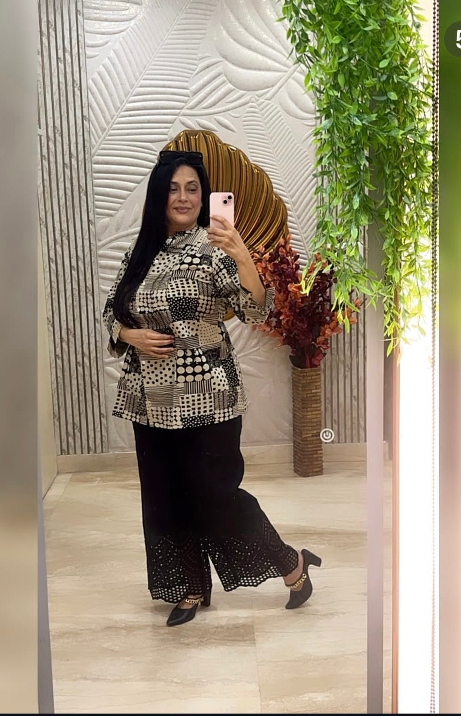 Black n beige  Cotton coord set