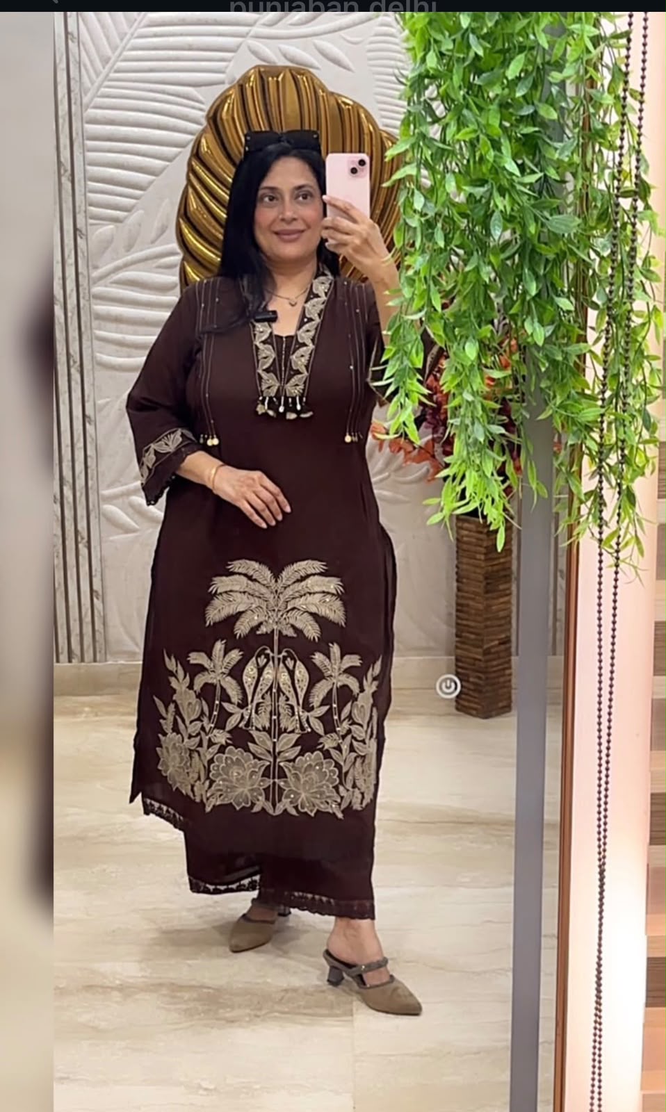 Coco cotton suit Beige n chocolate colour suit 3pcs