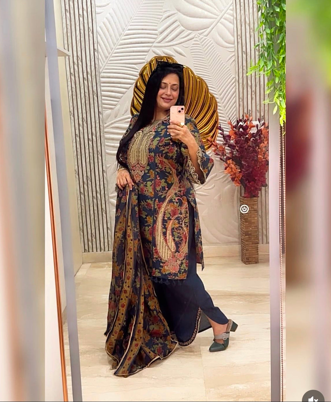 Mahira blue 3pcs cotton suit