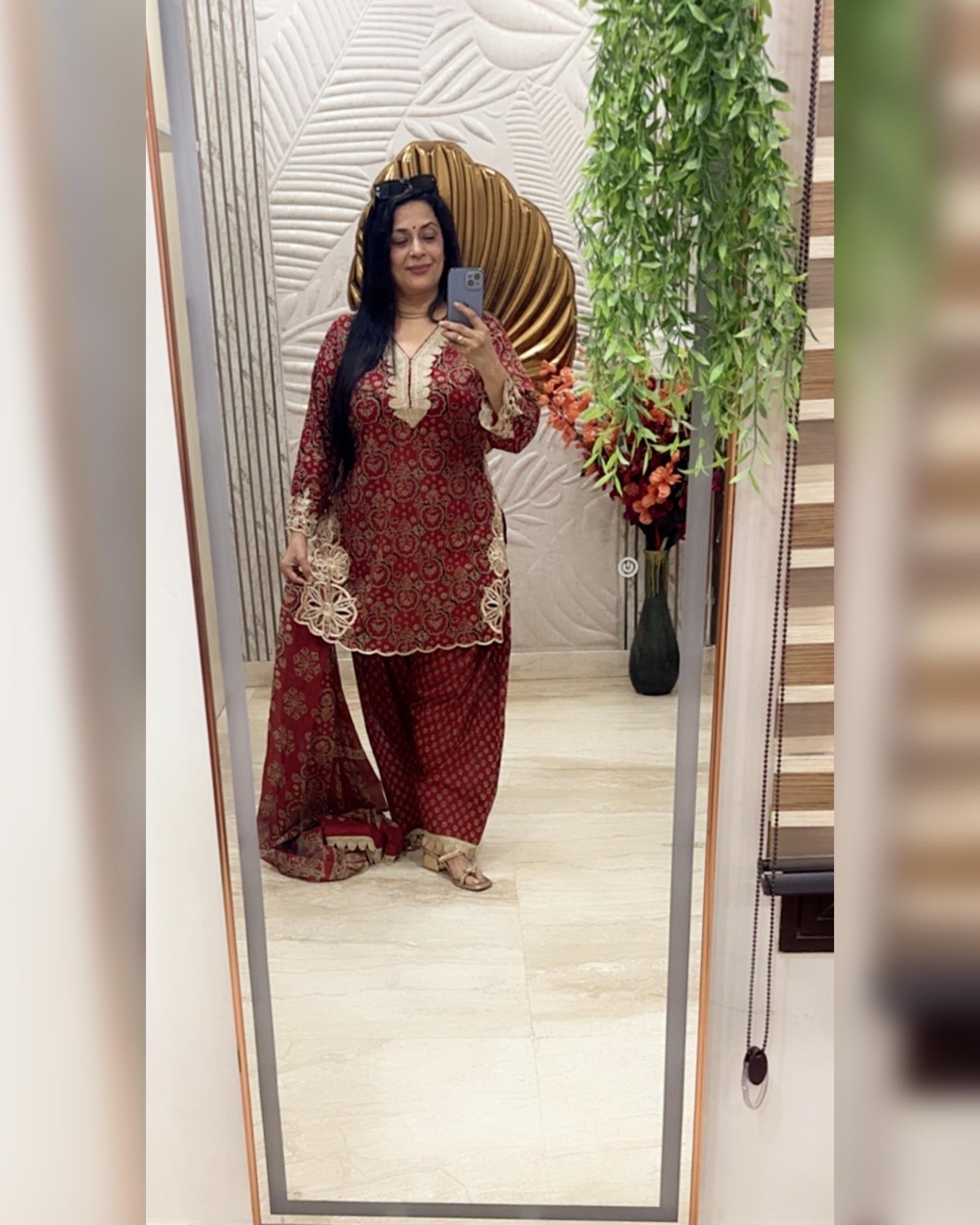 MAROON FARSHI SALWAAR SUIT