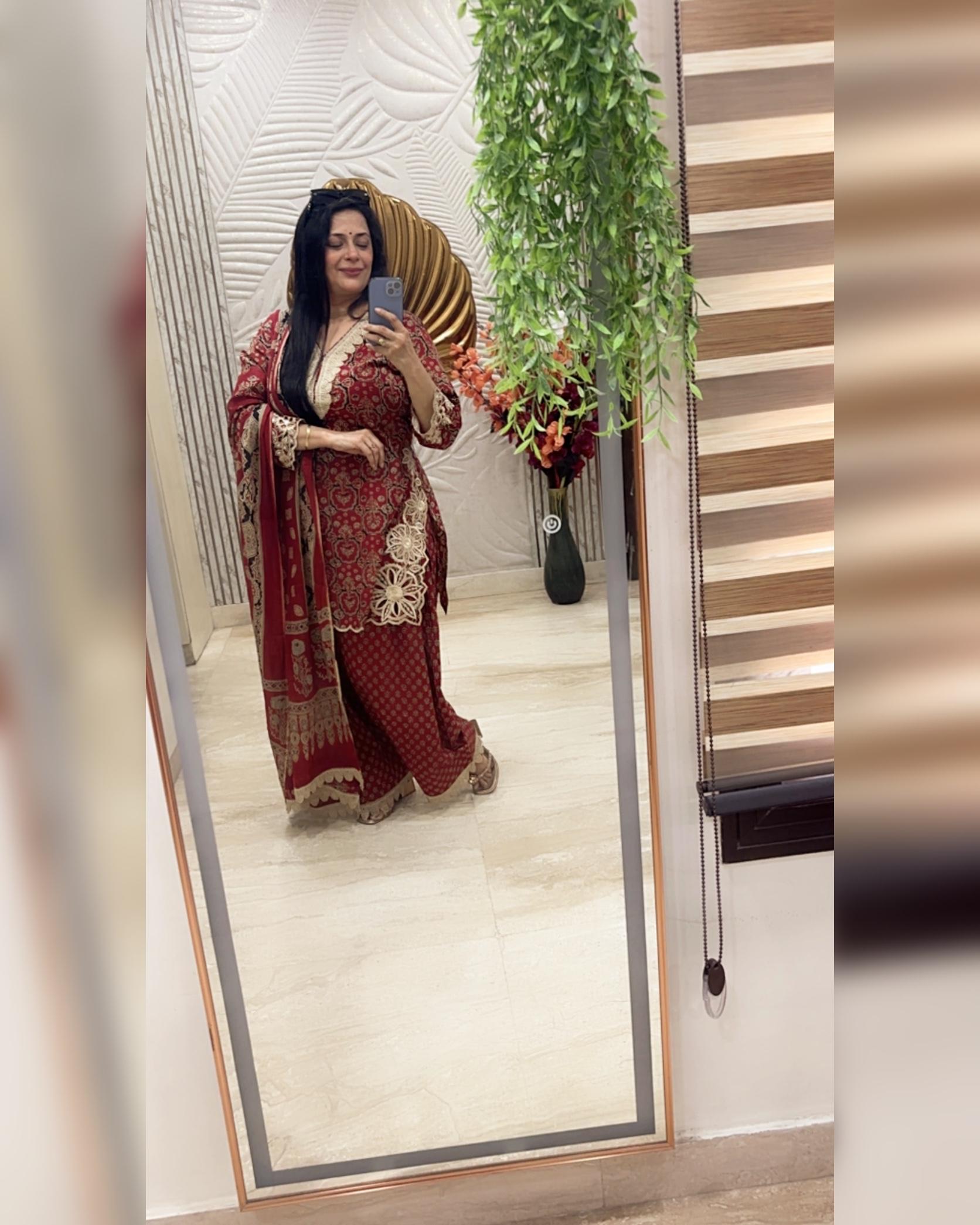 MAROON FARSHI SALWAAR SUIT